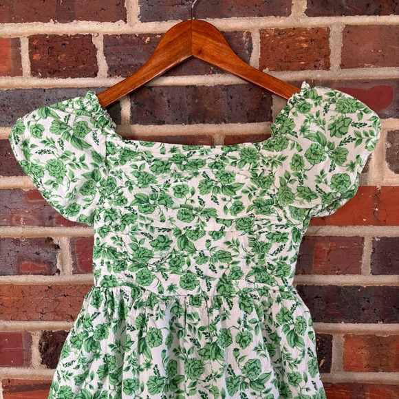 Joie‎ Girls Green Floral Puff Sleeve Dress 8 - Picture 4 of 8